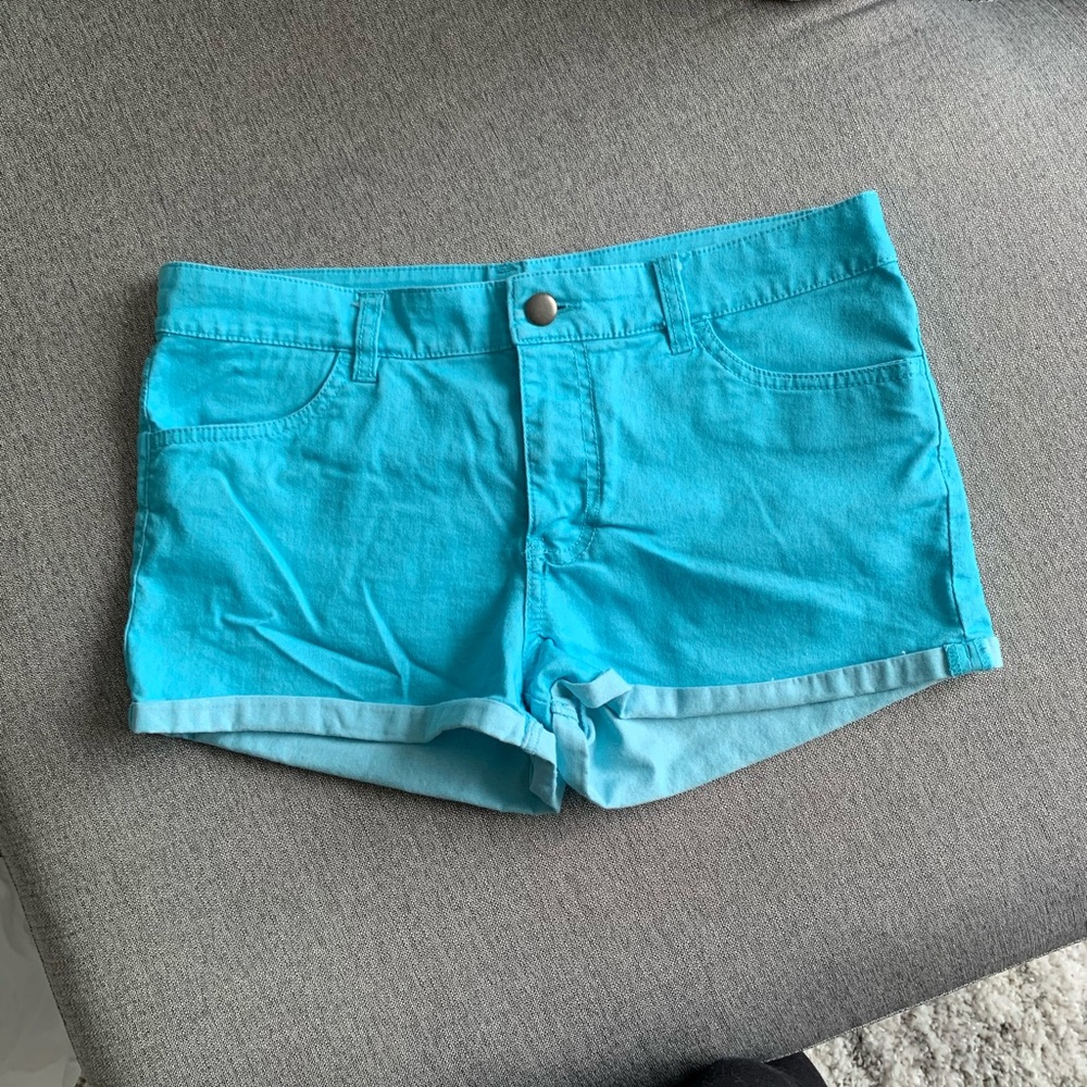 Turquoise jean shorts
